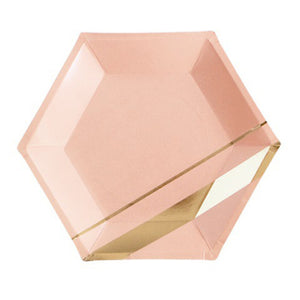 Gold & Pink Marble Disposable Paper Plates, Cups, Napkins