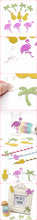 Flamingo, Pineapple, Palm Tree, Glitter Paper Stickers for Tropical Party 50pcs