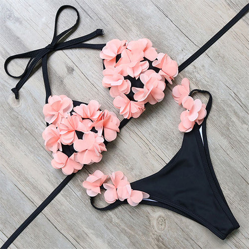 Flower Ruffle Bikini Swimsuit, Perfect for Brides