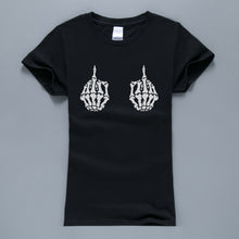 Skeleton Middle Finger Punk  T-Shirt