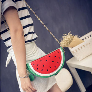 Watermelon Crossbody Purse with Chain Shoulder Strap