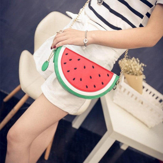 Watermelon Crossbody Purse with Chain Shoulder Strap