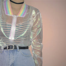 Transparent Holographic Bomber Jacket Laser