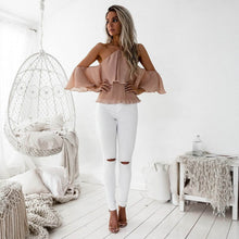 Halter Off Shoulder Chiffon Blouse