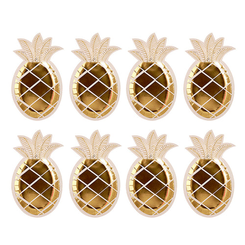 Rose Gold Foil Pineapple Disposable Paper Plates, 8pcs/set