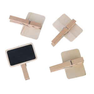 Cute Mini Rectangular Wooden Blackboard on Clips, 10pcs