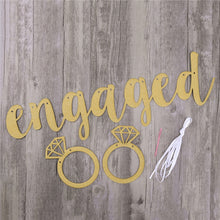 Engaged Gold Glitter Party Banner