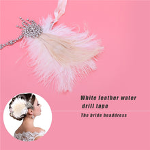 White Peacock Feather &  Crystal Headband (Roaring 20's, Bridal)