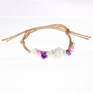 Festival Flower Crown Headband w/ Rustic Rope Tie