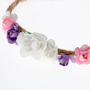 Festival Flower Crown Headband w/ Rustic Rope Tie