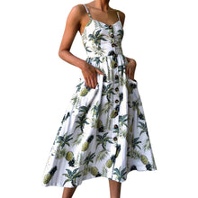 Tropical Print Cute Spring Button Down Princess Dress