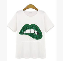 Sequin Lip Bite Casual T-shirt