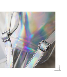 Pink Silver Holographic Backpack