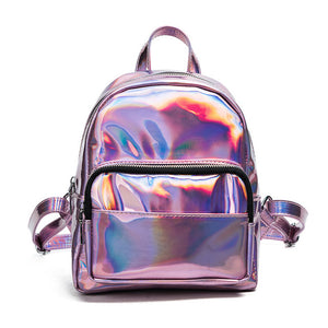 Pink Silver Holographic Backpack