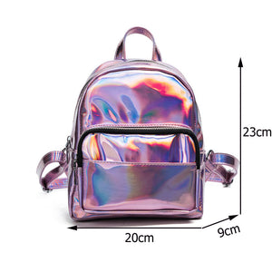 Pink Silver Holographic Backpack