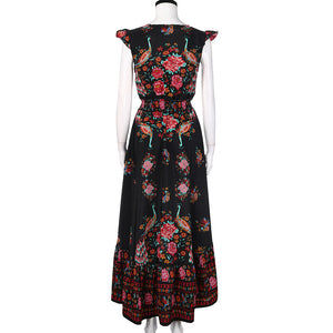 Floral Print Retro V-Neck Summer Dress