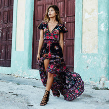 Floral Print Retro V-Neck Summer Dress