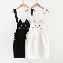 Cat Ear Embroidery Overall Dress w/ Pockets