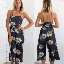 Floral Print Casual Thin Strap Long Loose Jumpsuit