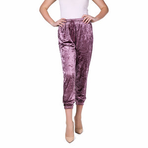 Velvet Drawstring Jogger Pants Casual with Elasticated Tie Waist and Pockets