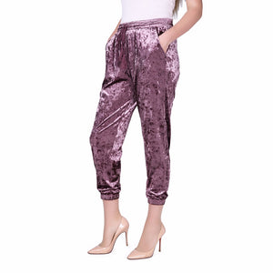 Velvet Drawstring Jogger Pants Casual with Elasticated Tie Waist and Pockets