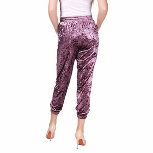 Velvet Drawstring Jogger Pants Casual with Elasticated Tie Waist and Pockets