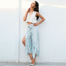 Ruffle Mid Waist Wide Leg Cotten Pants