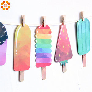 Colorful Ice Cream/Popsicle Banner For Summer Party 12PCS/Set