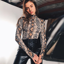 Long Sleeve, Turtle Neck, Snake Print Bodysuit