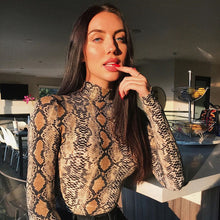 Long Sleeve, Turtle Neck, Snake Print Bodysuit