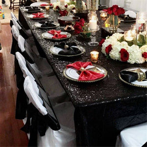 50"x80" Black Sequin Tablecloth Ideal for Weddings/Elegant Events