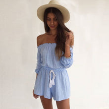 Off Shoulder Casual Cotton Loose Fitting Romper / Jumpsuit